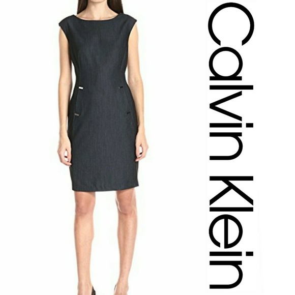 Calvin Klein Dresses & Skirts - NWT Calvin Klein Denim Sheath w/ Metal Accents